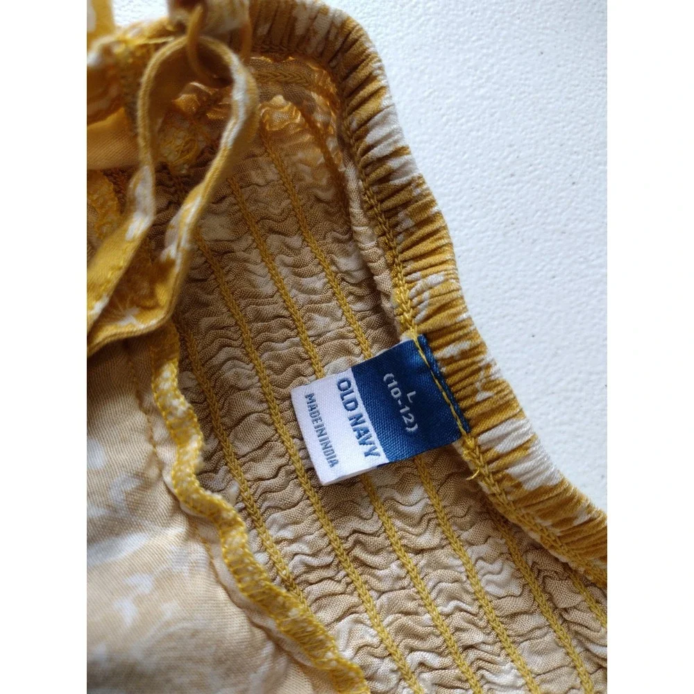 Old Navy‎ Girls Mustard Yellow Floral Smocked Sundress Size L 10-12 Sleeveless